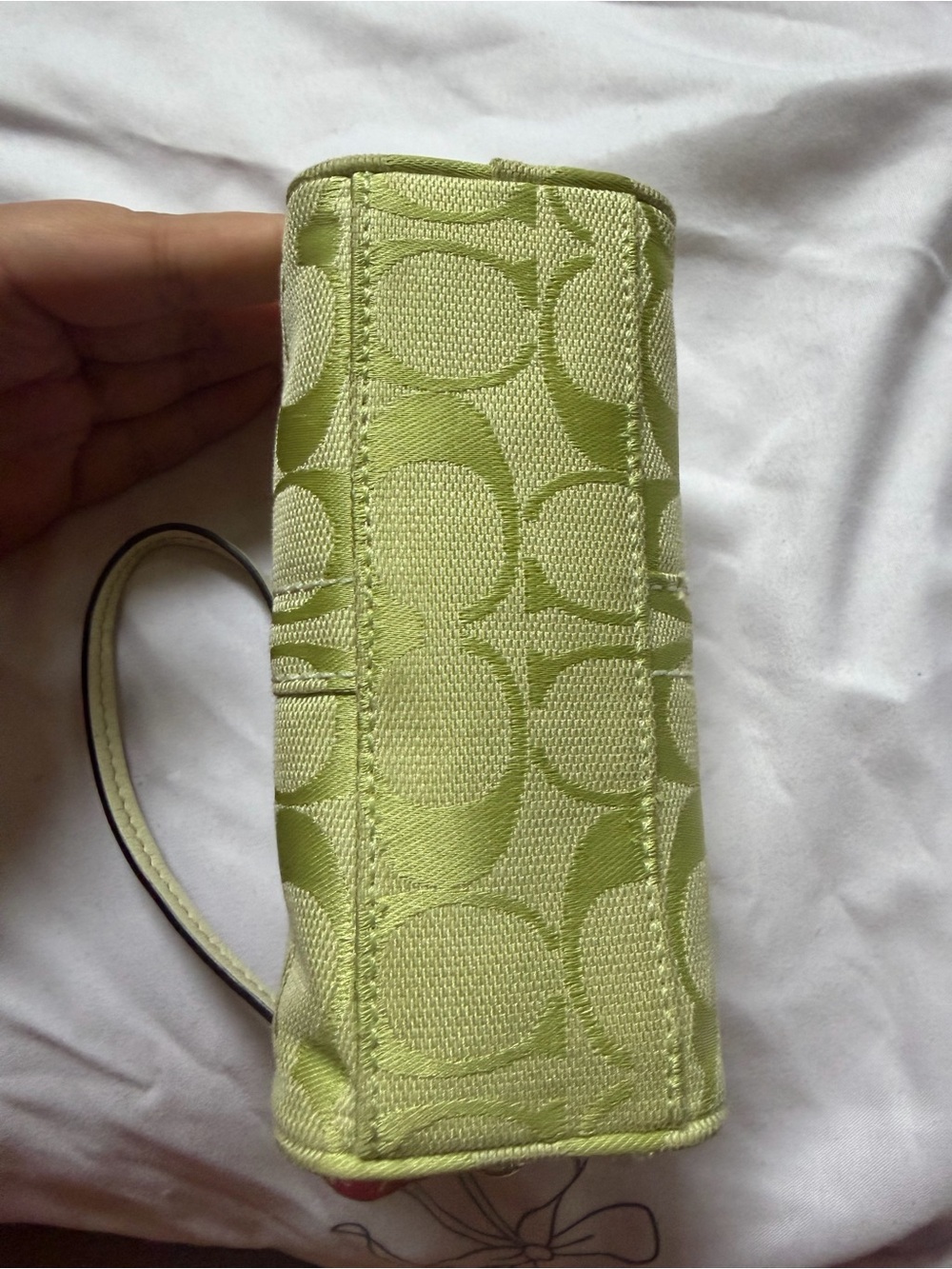 Rare Y2K Coach Lime Green Small Pouch Signature Wristlet Vintage - Picture 6 of 7